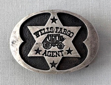 Vintage WELLS FARGO AGENT Sterling Silver Miniature Belt Buckle;A902