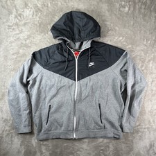 Nike Air Jacket Mens Full Zip Fleece Windrunner Grey/Black Hoodie Size 2xl