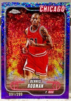 JERSEY NUMBER MATCH! 2024-25 Topps Chrome Dennis Rodman 91/299! BULLS!