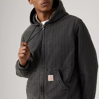 Levis Potrero Denim Hoodie Jacket Mens XL Black Quilted Lined Workwear Coat NWT