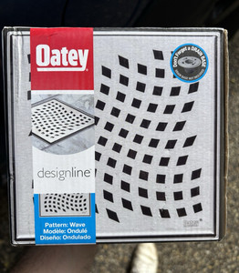 Oatey Designline 4x4 Wave Drain Grate, Brushed Stainless, Base Not Included