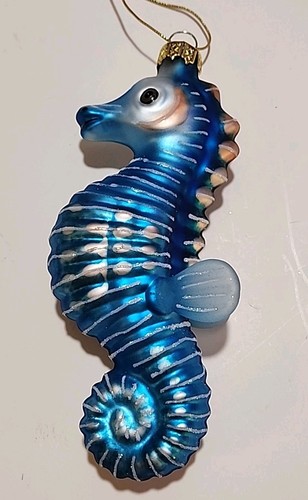 Addobbo albero di Natale cavalluccio marino glitter 5,5" Robert Stanley raro bellissimo blu - Foto 2 di 12