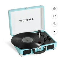 Victrola BT Suitcase Record Player With 3 Speed Turntable  - Turquoise