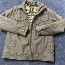 Billabong Jacket Mens Large Brown Canvas Front Quilted Lined Utility Workwear