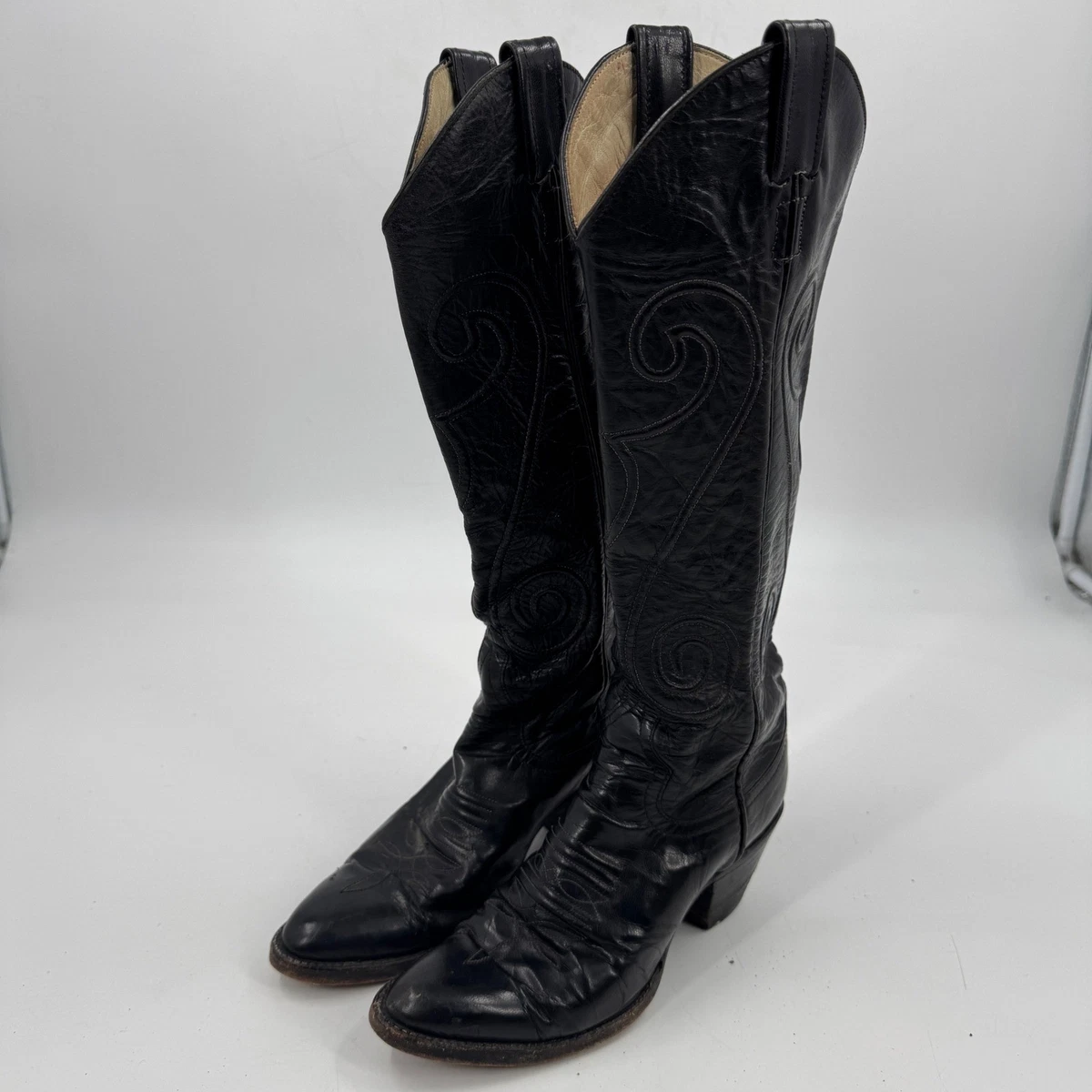 Larry Mahan Black Mid (2-2.9 in) Heel Height Boots for Women for