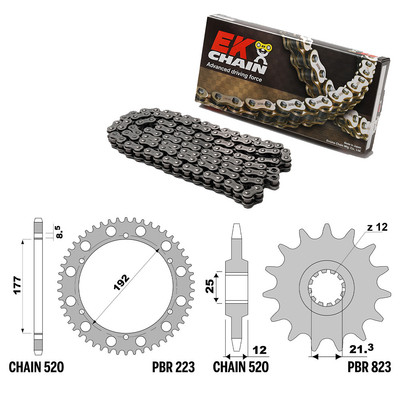 Husqvarna WR 350 1981-1988 Kette Krone Ritzel Kit 520 PBR EK 929G