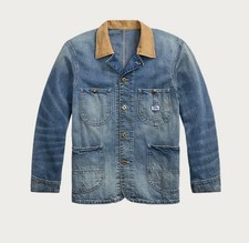 RRL Ralph Lauren Corduroy Collar Indigo Denim Jacket 2XL NWOT