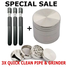 3 Pipes Herb Tobacco Grinder Spice Herbal Metal Smoke Crusher Handle Hand Muller