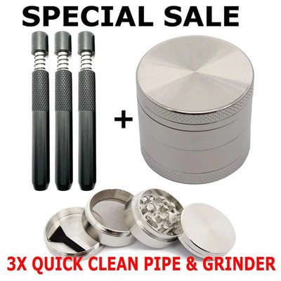 3 Pipes Herb Tobacco Grinder Spice Herbal Metal Smoke Crusher Handle Hand  Muller