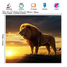 One Piece of a Two-Dimensional Flat Print Tapestry Featuring a Lion, Made from D