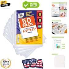 Sheet Protectors for 3 Ring Binder, 50 Pack Heavyweight Plastic Sleeves Pag...