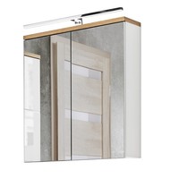 Spiegelschrank Led Beleuchtung 60Cm Weiß Mit Eiche Badspiegel Badezimmer-Spiegel