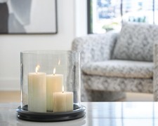 Signature Design by Ashley Saskia Marble Candle Holder, Clear Glass with Black