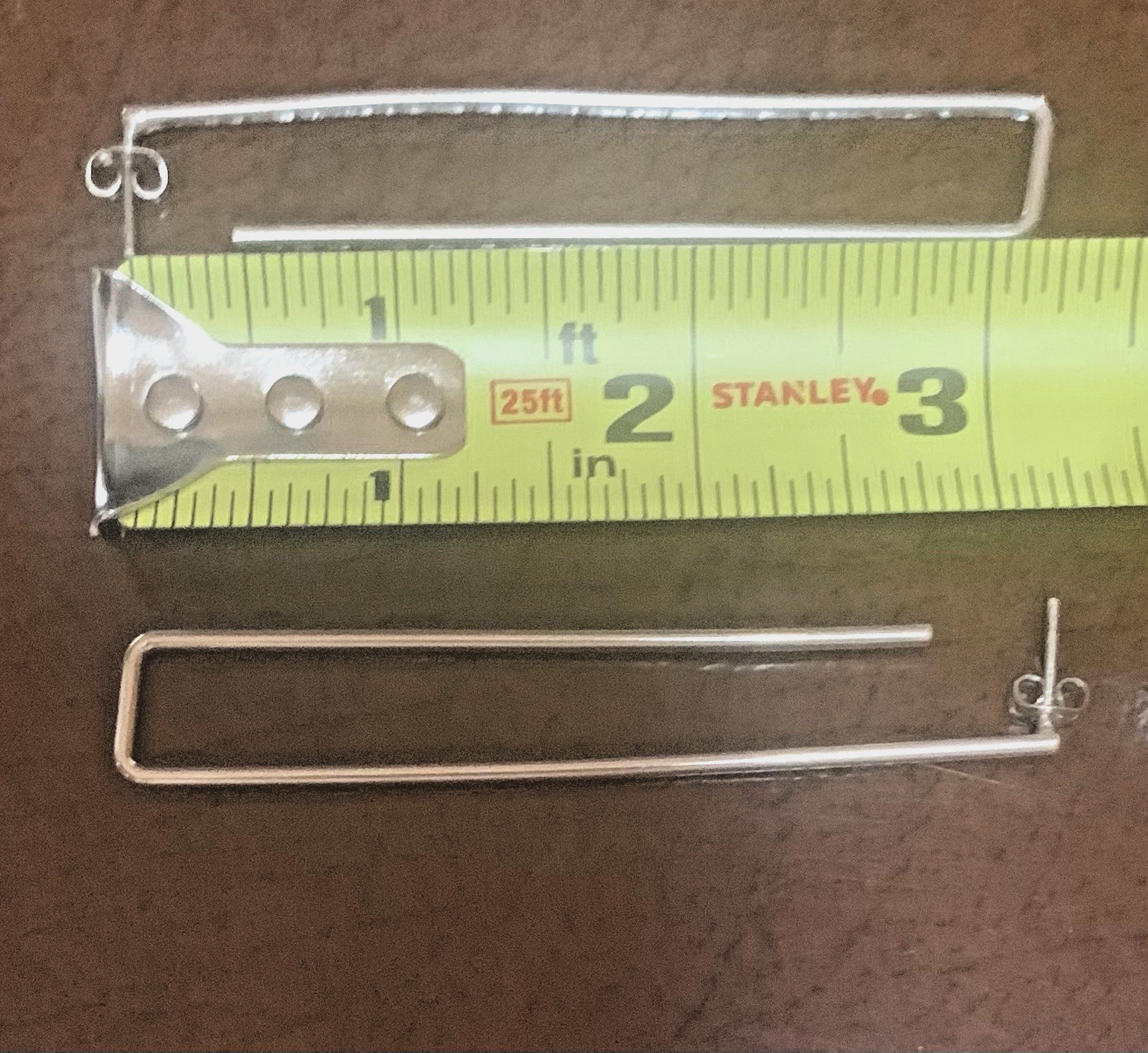 Silver Geometric Rectangle Dangle 3" Earrings - image 4