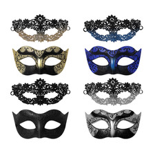 2Pcs Couples Halloween Party Mask Set Carnival Romantic Ball Matching Accessory