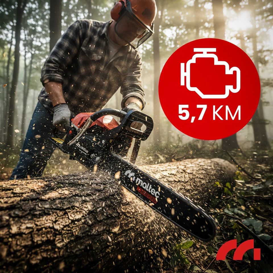 MalTec Scie à chaîne Scie à combustion Tronçonneuse 2xChaînes+2xÉpée|5,7CV|58CC - Photo 4/4