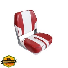 Vancus Padded Folding Boat Seat Swivel Red/White Bass Jon Pontoon