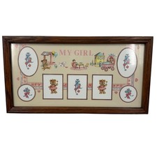 Vintage My Girl Teddy Bear Nursery Wall Art Wood Frame Glass Storybook Decor
