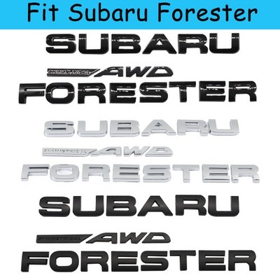Chrome Black For Forester AWD Letters Rear Trunk Sticker Nameplate Badge Emblem