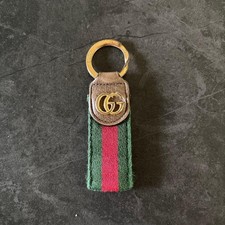 Authentic GUCCI Sherry Line GG Marmont Keychain Key Ring Green Red Brown Gold