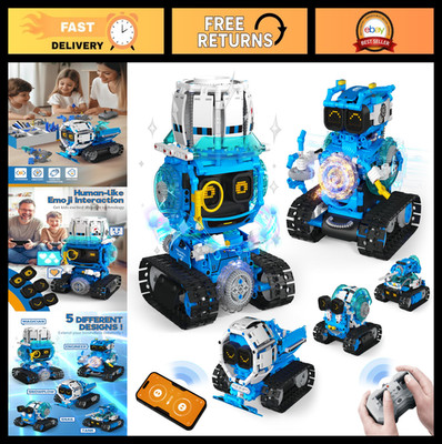 5-in-1 STEM Robot Building Toys, 494PCS Remote/App-Controlled Coding Set, DIY So