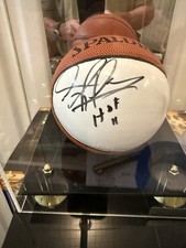 Dennis Rodman Signed Mini Basketball with Inscription and Display Case