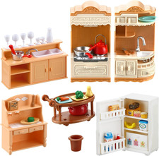 43 Pcs Dollhouse Furniture Kitchen Play Set Miniature Refrigerator with Mini Foo