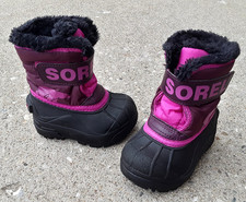 Sorel Snow Commander Boots Toddler Girls Size 5 Black Purple Pink NC1960-562 EUC