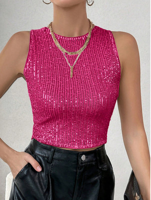Siren Gaze Women's Sparkly Sequin Tank Top Luxury Summer Glitter Casual Shiny