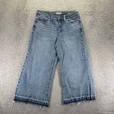 Rewash Jeans Women's 30 Blue Cotton Denim Cropped Raw Hem Mid Rise Baggy Travel