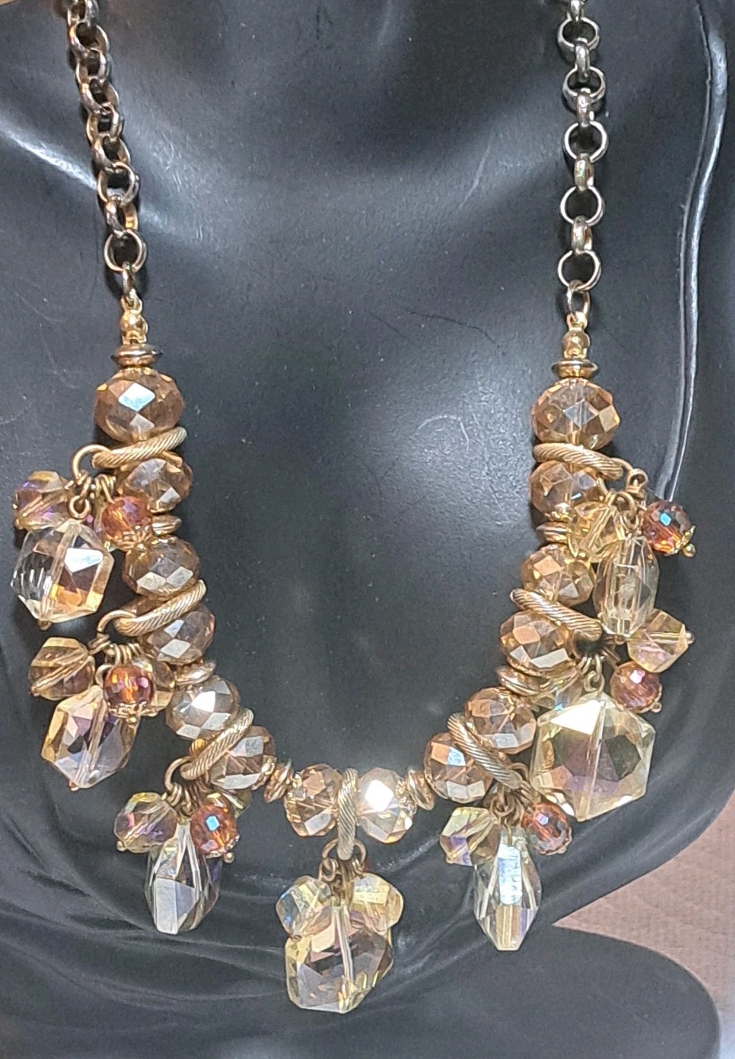 Chunky Cluster Statement Multi Colored Faceted Gl… - image 14