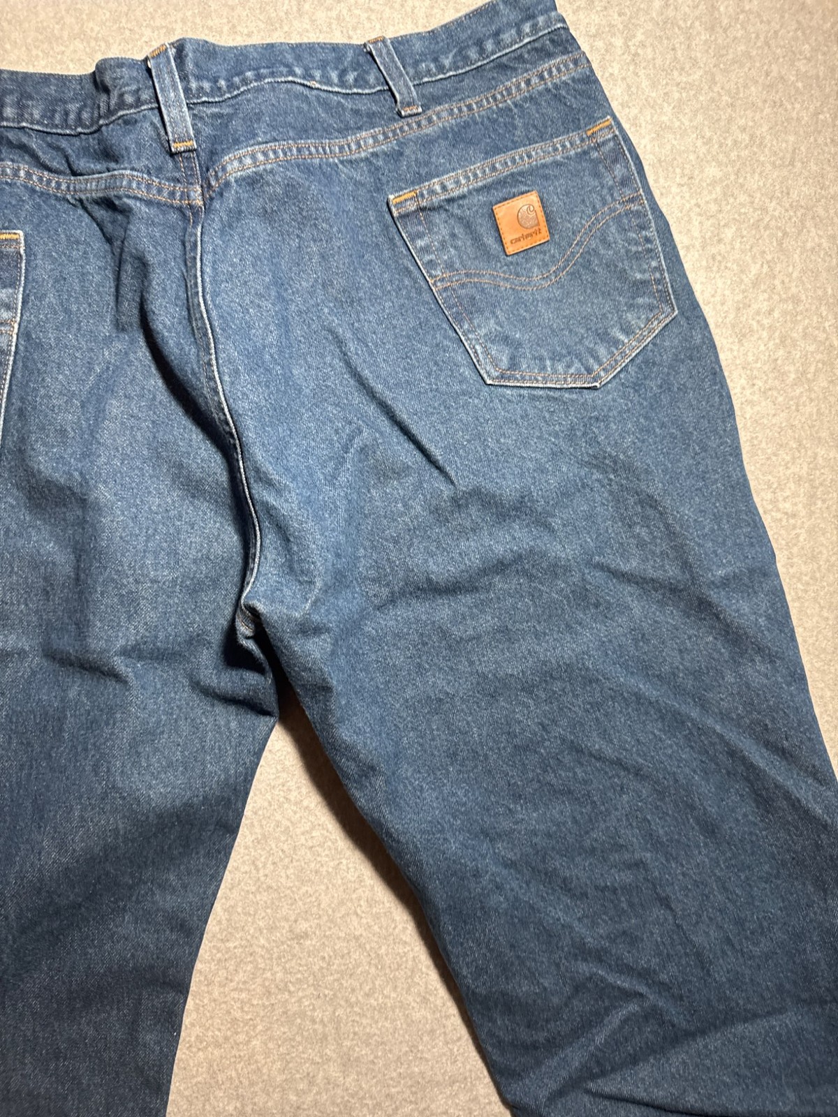 Carhartt Relaxed Fit Jeans B460 DVB 44x32 Blue Denim Work Pants Used thumbnail 2