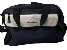 Eddie Bauer Black Canvas Leather Diaper Bag C...