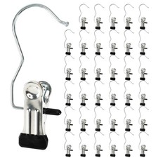 36pcs Hangers Clips, Stainless Steel Closet Hangers Laundry Hanging Hooks, Bo...
