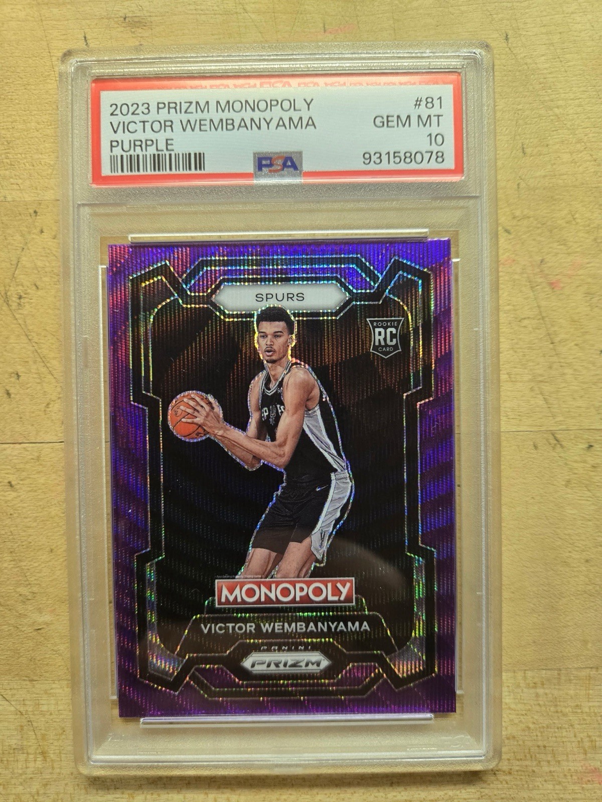 Victor Wembanyama 2023 Prizm Monopoly Purple Wave RC PSA Gem 10