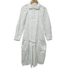 Mina Perhonen Rain Stripe Long Sleeve Knee Dress White Size 38 Used