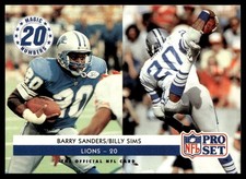 1992 Pro Set Barry Sanders/Billy Sims Detroit Lions #349