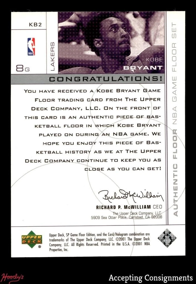 2000-01 SP Game Floor Authentic Floor #KB2 Kobe Bryant GAME USED FLOOR RELIC - Image 2 of 2