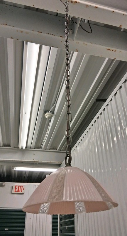 Vintage Metal Chain Pendant Light Fixture With Half Frosted Detailed Shade