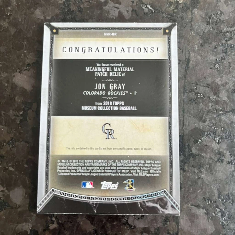 2018 Topps Museum Meaningful Material Patch Copper Jon Gray /35 Colorado Rockies - Image 2 of 2