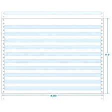 14-7/8" x 11" (W x H) Continuous 20# Computer Paper, 1/2" Blue Bar (Carton of