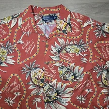 Polo Ralph Lauren Shirt Mens XL Hawaiian Aloha Pineapple Floral Hawaii Tropical