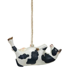 Creative Co-op Cow in Yoga Pose Mercury Glass Ornament Bauble
