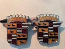 Two Vintage Enamel 1948 1949 Cadillac Car Hood Trunk Crest Emblems