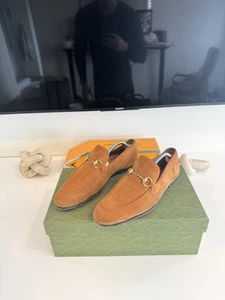 Harnais mocassin Gucci Jordaan daim marron 7,5 41,5 neuf