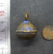 Pendentif Ancien Grelot Laiton Nagaland Inde Bijou Collier Ethnique Jolie Patine