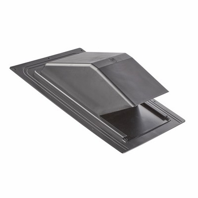 Lambro 359 10'' Black ABS Plastic Roof Cap Vent - Damper - Collar - Screen