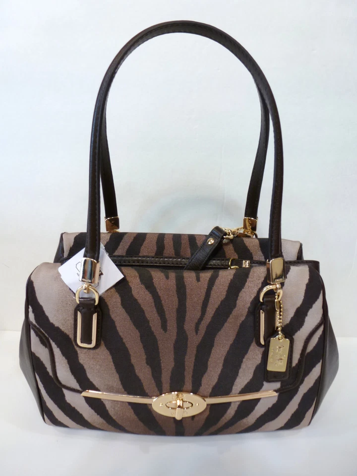 NWT Coach Madison Zebra Print Small Madeline East/West Satchel Bag 26634