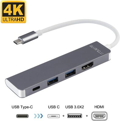 WU-MINGLU USB C HUB Adapter 4 in 1 Typ C 3.1 auf HDMI Adapter