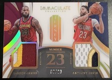 LEBRON JAMES ANTHONY DAVIS 2017-18 IMMACULATE JERSEY NUMBERS ACETATE DUAL PATCH